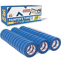 XFasten Blue Painters Tape Bulk 1 Inch x 60-Yards 36-Pack 6480ft Total, Wall Safe Blue Masking Tape 1 Inch Wide, Blue Paint Tape for Walls Paint Masking Tape Blue Tape Painters Masking Tape
