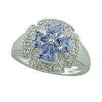 Carillon Tanzanite Trillion Shape 4.5MM Natural Non-Treated Gemstone 925 Sterling Silver Ring Gift Jewelry for Women & Men