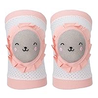 2Pcs Baby Knee Pads Good Protection Breathable Thickened Elastic Closing Cute Pink Cat Adjustable Baby Crawling Anti Slip Knee