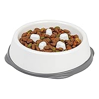 IRIS USA 2 Cups Slow Feeder Dog Bowl, Anti-Choking, Anti-Slip, Easy to Clean, Interactive Puzzle Toy, Healthy Digestion, Long snouted, Dogs Cats & Other Pets, BPA, PVC, Phthalate Free, White/Gray