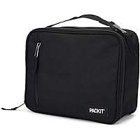 PackIt Freezable Classic Lunch Box, Black, Built with EcoFreeze® Technology, Collapsible, Reusable, Zip Closure With Zip Front Pocket and Buckle Handle, Designed for Fresh Lunches