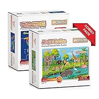 Premium Giant Floor Puzzles Combo World map and Jungle Kingdom