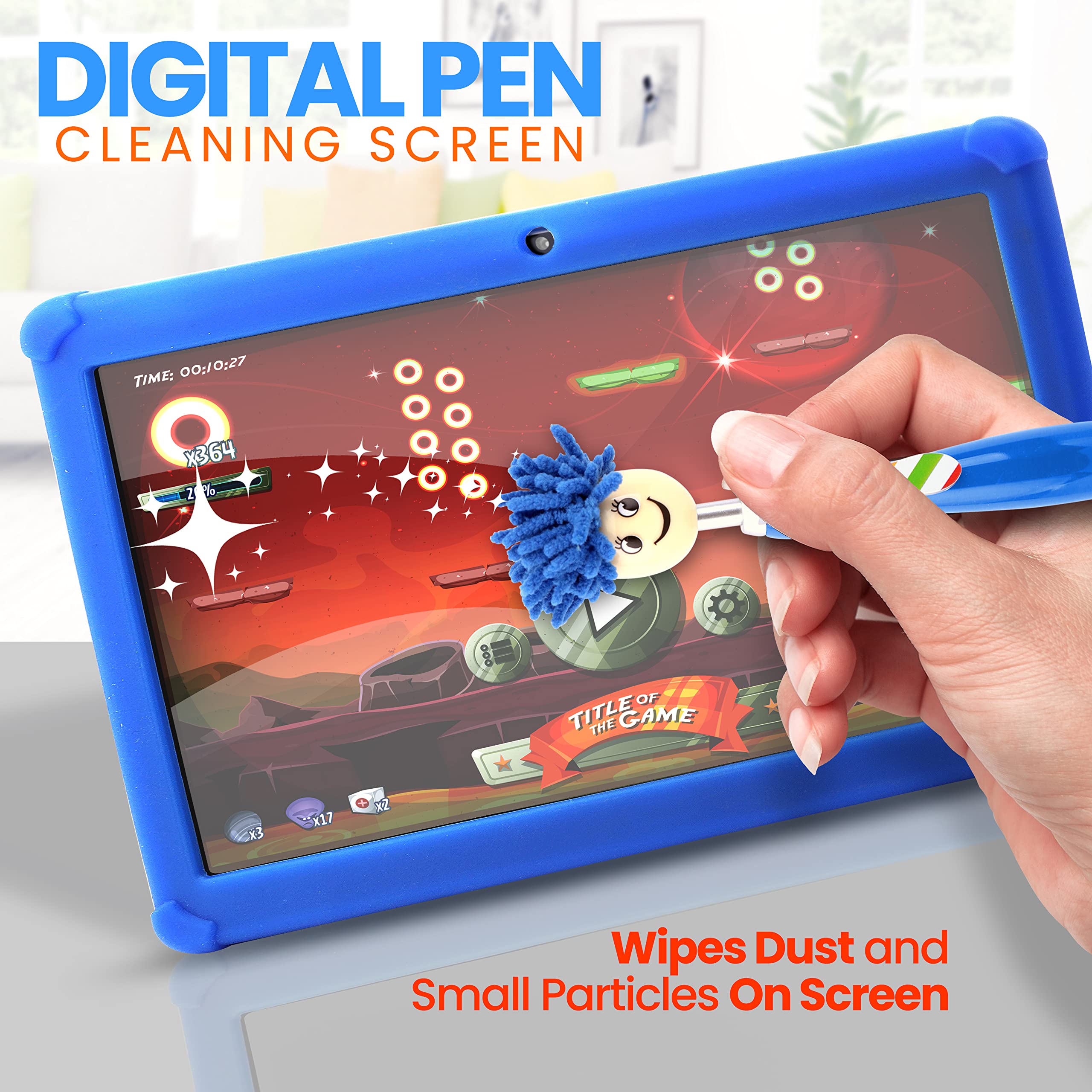Pyle Kids Tablet with Stylus Pen,7 Android Tablet with 1080p HD Display, Dual Camera, WiFi Compatibility, Quad Core Processor, 1GB RAM, 8GB Storage, Blue Kid Proof Cover