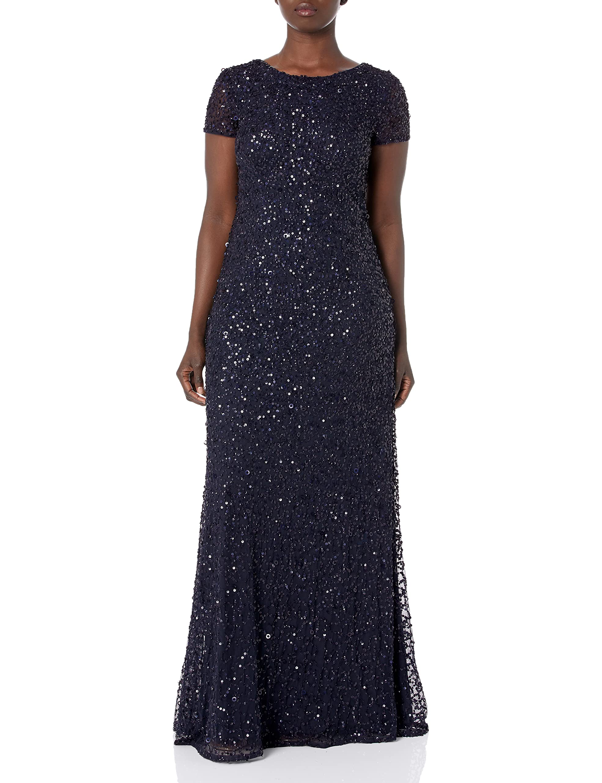 Adrianna Papell Women's Short-Sleeve All Over Sequin Gown