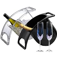 Acrylic Champagne and Wine Chiller Buckets, Clear and Black, 2 Quarts Each