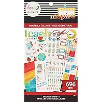Happy Planner Sticker Pack, Teacher-Planner Stickers, Back-to-School Accessories, Planning Stickers for Teachers, 30 Sheets, 696 Stickers Total, Painterly Collage