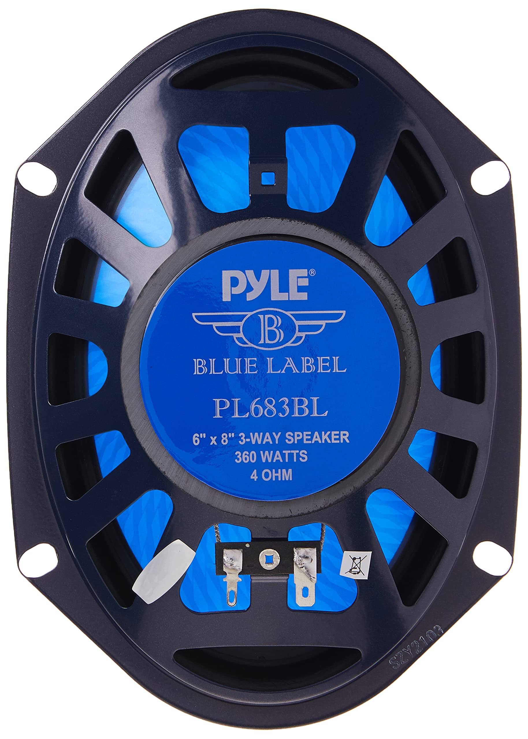 Pyle 6” x 8” Car Sound Speaker (Pair) - Upgraded Blue Poly Injection Cone 3-Way 360 Watts w/ Non-fatiguing Butyl Rubber Surround 70 - 20Khz Frequency Response 4 Ohm & 1