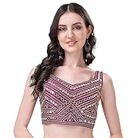 Premium Phantom Silk Saree Blouse For Women Indian Bollywood Blouse Embroidery And Mirror Work Blouse