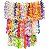 200pcs Hawaiian Leis for Beach Party Decors, Luau Birthday Party Decorations, Hawaiian Necklace Silk Flower leis for Luau Beach Birthday Party Decorations and Party Supplies