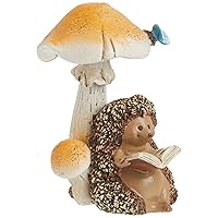 Top Collection Miniature Fairy Garden and Terrarium Hedgehog Reading Book Under Mushroom Statue
