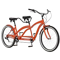 Lua Tandem Bike, Beach Cruiser Bike for Adult Men Women, Double Rider Bicycle, 26-Inch Wheels, Steel Frame, Single or 7-Speed Option