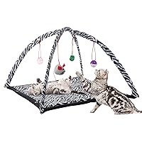 PETMAKER Cat Activity Center- Interactive Play Area Station for Cats, Kittens with Fleece Mat, Hanging Toys, Foldable Design for Exercise, Napping