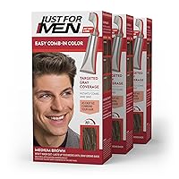 Easy Comb-In Color Mens Hair Dye, Easy No Mix Application with Comb Applicator - Medium Brown, A-35, Pack of 3