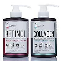Collagen Firming Cream + Retinol Anti Aging Lotion Face & Body Skin Care Set, Collagen & Retinol Moisturizer Skincare Creams Help Repair Wrinkles, Fine Lines, Sagging Skin & Dry Skin, Bundle