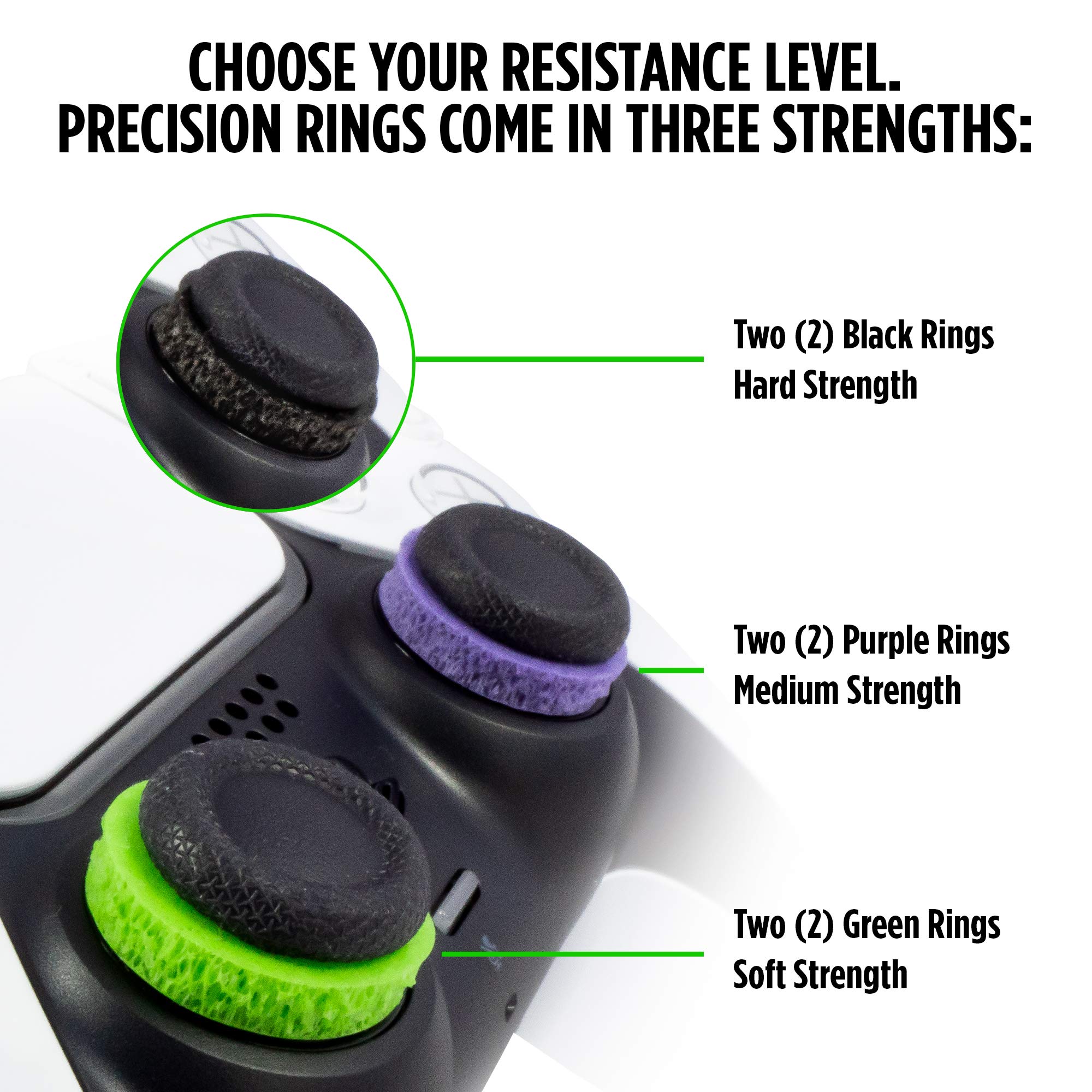 KontrolFreek Precision Rings | Aim Assist Motion Control for Playstation 4 (PS4), Xbox One, Switch Pro & Scuf Controller (Black/Purple/Green)
