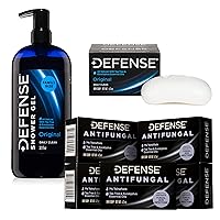 Defense Antifungal Medicated Bar Soap 5-Pack | Intensive Treatment for Athlete's Foot Fungus and Fungal Infections of The Skin + Soap 4 Oz Bar (Pack of 2) - 100% Natural + Body Wash 32 oz