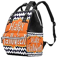 Halloween Bats on Black and White Chevron Diaper Bag Travel Mom Bags Nappy Backpack Large Capacity for Baby Care