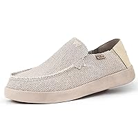 Kickback Barbeach Canvas Mens Slip On Loafers - Lightweight Canvas Slip in Shoes - with Leather Lined Memory Foam Insoles - Mens Casual Slip on Summer Shoes - Machine Washable