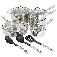 Oster Sangerfield 12 Piece Stainless Steel Cookware Set W/Kitchen Tools