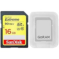 SanDisk 16GB (1 Pack) Extreme SDHC UHS-I Class 10 Memory Card 90MB/s U3, V30, 4K, SD Camera Card SDSDXNE-016G Bundle with (1) GoRAM Plastic Cases (16GB, 1 Pack)