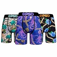 PSD Men's Floral Print Boxer Briefs - 7 Inch Inseam Breathable and Supportive Men's Underwear with Moisture-Wicking Fabric