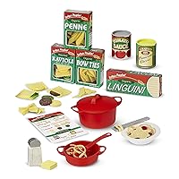 Melissa & Doug Prepare & Serve Pasta Play Food Set - Wooden Play Food Sets For Kids Kitchen, Pretend Play Kitchen Toys For Kids Ages 3+,Yellow