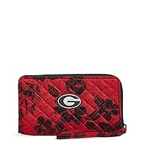 Verabradley Womens Cotton Collegiate Front Zip Wristlet With Rfid Protection (Multiple Teams Available)