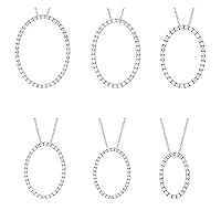 14K White Gold 1CT TDW Oval Shaped Diamond Pendant Necklace Gift for Women (I-J,I2)
