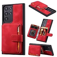 ZORSOME for Samsung Galaxy S23 Ultra Wallet Case, Shockproof Leather Wallet Case with Card Holder for Samsung Galaxy S23 Ultra [RFID Blocking][Card Slot],Red