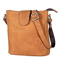 LEABAGS Leather Crossbody Bag - Vintage Genuine Buffalo Leather Handbag - Shoulder Messenger Bag Men Women Briefcase Athens