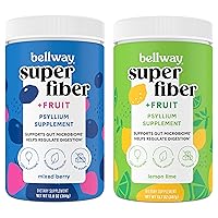 Super Fiber Powder + Fruit, Sugar Free Organic Psyllium Husk Powder Fiber Supplement for Regularity, Bloating Relief & Gut Health, Non-GMO, Mixed Berry & Lemon Lime