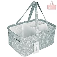 Baby Diaper Caddy Organizer Basket for Nursery Changing Table - Car Storage Bin Tote Bag for Nappy, Diapers, and Wipes - Newborn Registry Shower Gift for Girl and Boy Must Haves - Travel Bin (Gray)