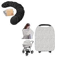 KeaBabies 14 Pack Organic Nursing Pads & Car Seat Covers for Babies - Washable Breastfeeding Pads, Wash Bag - Nursing Cover - Reusable Breast Pads for Breastfeeding - Baby Car Seat Cover