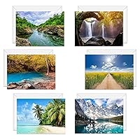 Beautiful Scenery Generic Note Card Pack / 24 Nature Greeting Cards With White Envelopes / 6 Breathtaking Outdoor Scenery Designs / 4 5/8