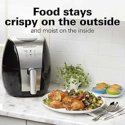 Hamilton Beach 3.2 Quart Digital Air Fryer Oven with 6 Presets, Easy to Clean Nonstick Basket, Black (35065)