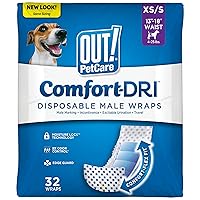 Pet Care Disposable Male Dog Wraps - Absorbent Male Wraps with Leak Proof Fit - XS/Small (Waist 13-18in) - 32 Count