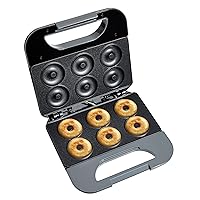 COOK WITH COLOR Mini Donut Maker: Craft Colorful Treats with 750W, Non-Stick Plates, Easy-to-Clean, Cool-Touch Handle, Skid Resistant Feet; Makes 6 Doughnuts for Kid-Friendly Delights, Grey