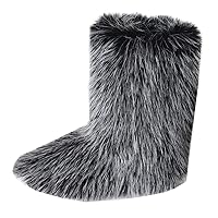 Gegefur Women's Faux fur Boot Furry Fluffy Short Snow Boot Mid-Calf Boots Warm Comfortable Outdoor Flat Shoes
