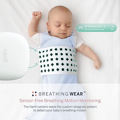 Nanit Breathing Wear Sleeping Bag – 100% Cotton Baby Sleep Sack - Works with Nanit Pro Baby Monitor to Track Breathing Motion Sensor-Free, Real-Time Alerts, Size Small, 3-6 Months, Powder Blue