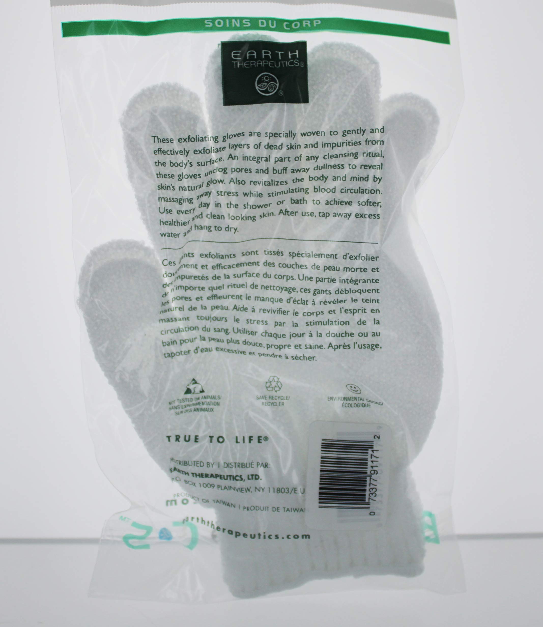 Earth Therapeutics Hydro Exfoliating Gloves, White, 1 pair (Pack of 4)