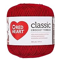 Red Heart Crochet Thread Yarn, 300 Yards, Victory Red, 1 Count (Pack of 1)