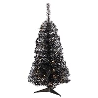 Nearly Natural 3ft. Black Artificial Christmas Tree with 50 LED Lights and 118 Bendable Branches