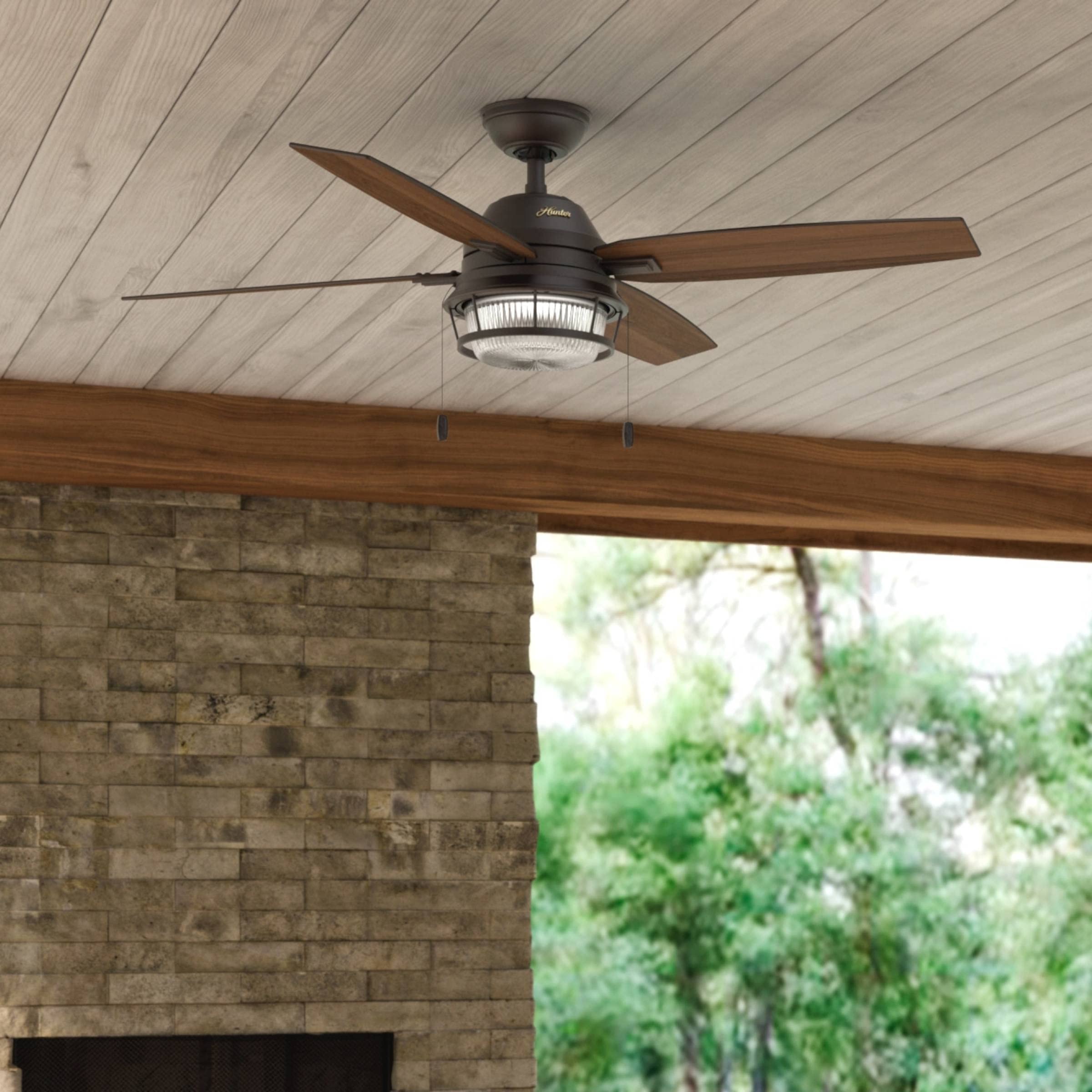 Hunter Fan Company, 59214, 52 inch Ocala Noble Bronze Indoor / Outdoor Ceiling Fan with LED Light Kit and Pull Chain