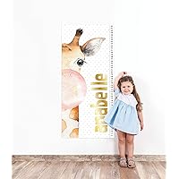 Growth Chart for Kids' Bedroom Decor, Measuring Sticker, Giraffe with Bubble Gum Height Chart Wall Decal Personalized Name