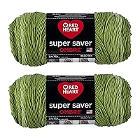 Red Heart Super Saver Jumbo Green Apple Ombre Yarn - 2 Pack of 283g/10oz - Acrylic - 4 Medium (Worsted) - 482 Yards - Knitting/Crochet