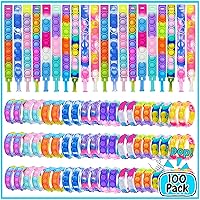 100Pcs Pop Bracelet Fidget Toys,Bubble Bracelets,Stress Anxiety Relief Sensory Toys for Kids Adults ADHD ADD Autism,Classroom Exchange Gifts,Party Favor,Birthday Gifts,Game Prizes