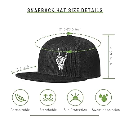 Mua Snapback Hats for Men Flat Bill Brim Hats for Women Fitted Hat Skull  Hats Cool Adults Baseball Cap Black Rock N Roll Caps trên  Mỹ chính  hãng 2024