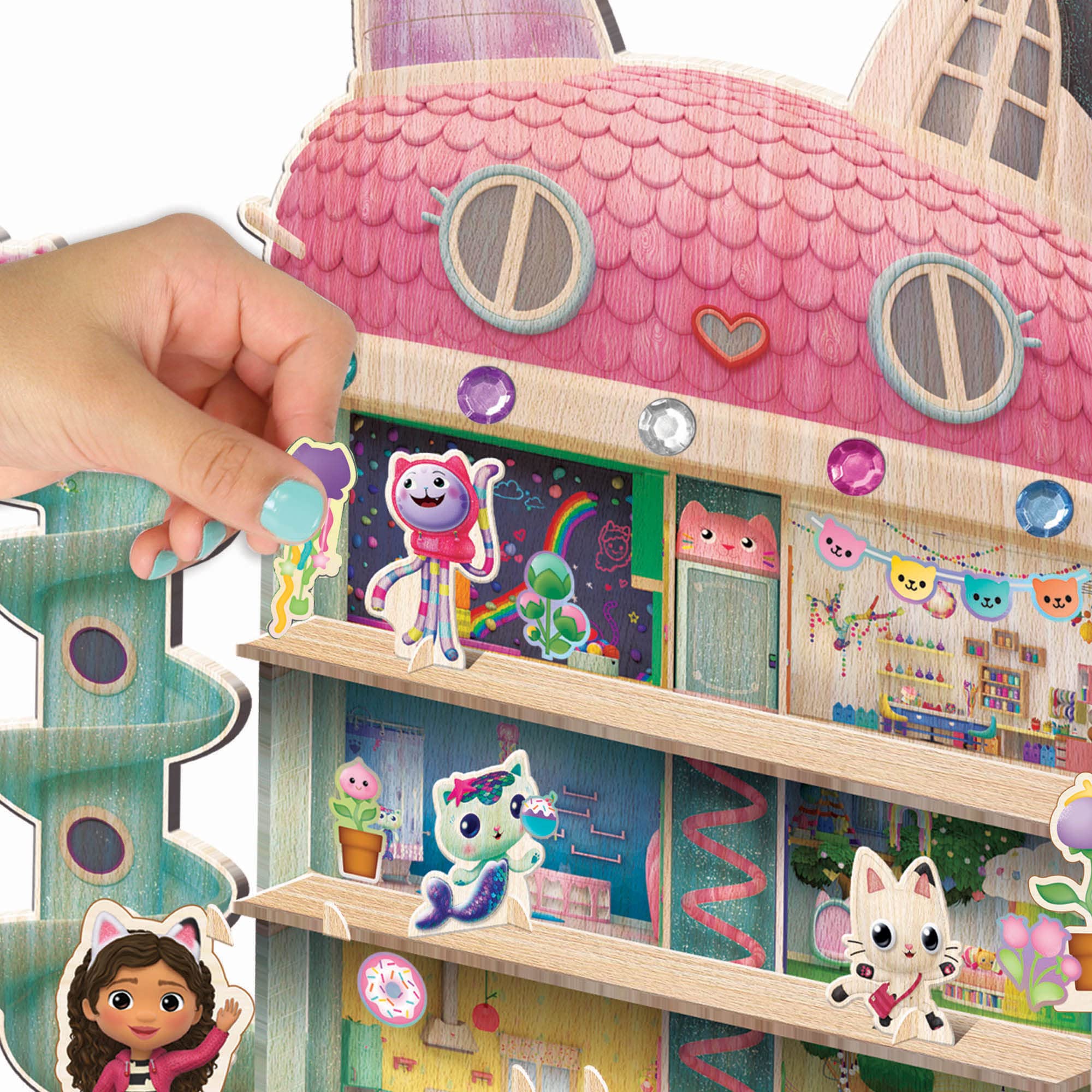 Tara Toys Gabby's Dollhouse: Wood Dollhouse Activity - Building & Decorating Set, Ages 3+