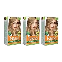 Creme Permanent Hair Color 100 percent Gray Coverage Hair Dye Easy to Apply Long Lasting Hair Colouring For Ultra Soft Deep Shine Conditioning With Natural Herbs Pack of 3 (Light Blonde)