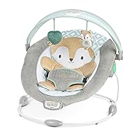 Ingenuity InLighten Baby Bouncer Seat with Light Up-Toy Bar and Bunny Tummy Time Pillow Mat - Kitt, Newborn and up